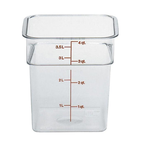Cambro 4 Qt CamWear Clear Square Food Storage Container | 4SFSCW135